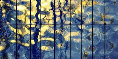 Abstract blue and gold glass panes photo
