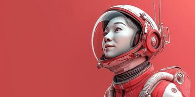 Astronaut gazing at the cosmos, hopeful and serene. photo