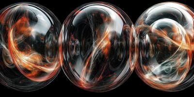 Abstract spheres with fiery, swirling energy photo
