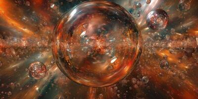 Abstract cosmic spheres and nebula photo