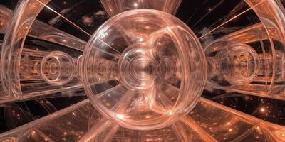 Abstract orange sphere tunnel artwork photo