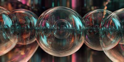 Abstract spheres reflecting vibrant colors photo
