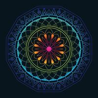 Vibrant Mandala Design with Colorful Gradients on Dark Background vector