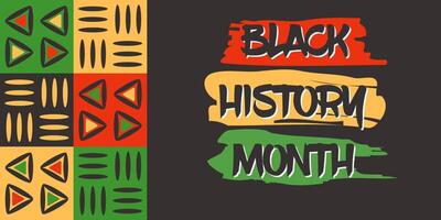 Bold and vibrant Black History Month banner with cultural trial patterns and colors of red, green, yellow, and black, symbolizing heritage, pride, and unity. horizontal poster vector