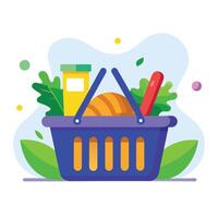 Ecommerce shopping basket illustration vector
