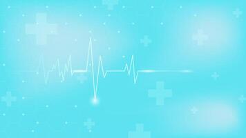 Heart pulse or hearbeat with medical cross. Cardiogram for medical background vector