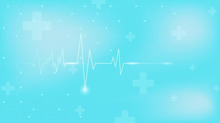 Heart pulse or hearbeat with medical cross. Cardiogram for medical background
