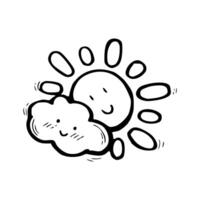 A cartoon sun and cloud with a smile vector