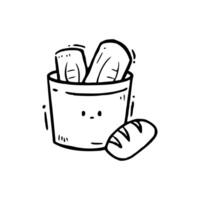 A drawing of bread in a bucket vector