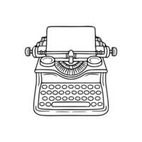 A typewriter is shown in a line drawing vector