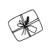A gift box with a ribbon and a sprig of parsley vector