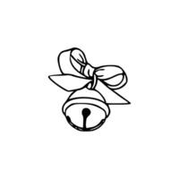 A black and white drawing of a bell with a bow vector