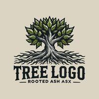 Tree logo with roots and leaves vector