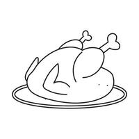 Isolated black and white of a baked chicken on a white background vector