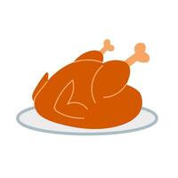 Isolated of a baked chicken on a white background vector