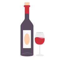 Isolated of a wine bottle and glass on a white background vector