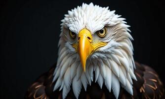 Majestic bald eagle portrait intense gaze sharp yellow photo
