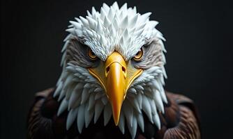 Majestic bald eagle portrait intense gaze sharp yellow photo