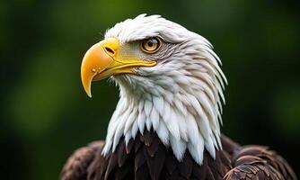 Majestic bald eagle portrait sharp focus detailed feathers photo