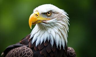 Majestic bald eagle portrait sharp focus detailed feathers photo