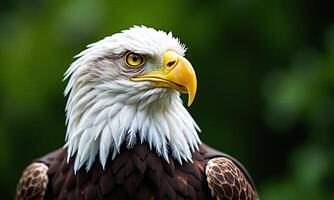 Majestic bald eagle portrait sharp focus detailed feathers photo