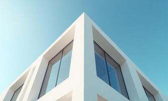 Modern architecture geometric building facade white concrete structure photo
