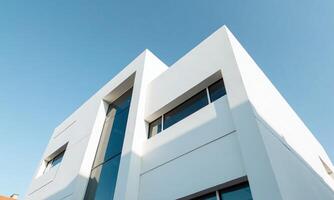 Modern architecture geometric building facade white concrete structure photo