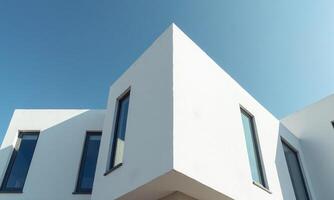 Modern architecture geometric building facade white concrete structure photo