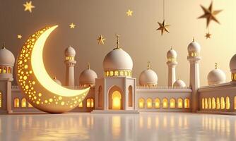 Islamic architecture golden crescent moon ornate patterns mosque photo