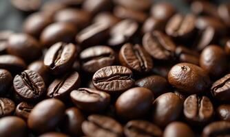 Coffee beans macro photography rich brown color textured photo