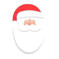 Minimalist Santa Claus design featuring a clean and simple illustration style. The image highlights Santa's iconic red hat, rosy cheeks, and white beard with a modern, flat aesthetic. vector