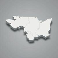3d isometric map of Lower Sava is a region of Slovenia vector