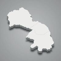 3d isometric map of Kukes is a region of Albania vector