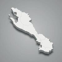 3d isometric map of Vlore is a region of Albania vector