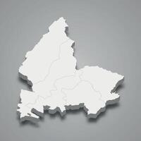 3d isometric map of Shkoder is a region of Albania vector
