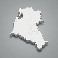 3d isometric map of Fier is a region of Albania vector
