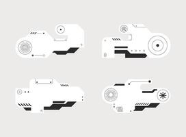 Futurist element. Cyberpunk sticker set. HUD futuristic frame design. vector