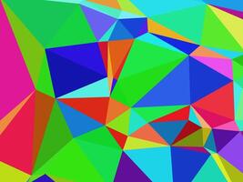 a vibrant abstract design composed of a multitude of colorful polygons, predominantly triangles. These shapes interlock in a dynamic composition vector