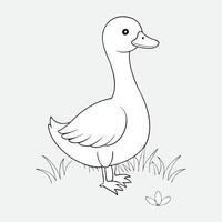 Minimalist Duck Icon Black and White Line Drawing Design. vector