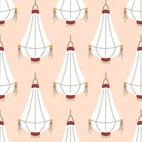 Elegant seamless pattern with traditional white Chinese lantern on soft peach background in flat style. Perfect for textile, wallpaper, stationery, gift wrap and festive design. vector