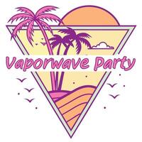 vaporwave party with palm trees and a triangle T-Shirt Design vector