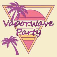 vaporwave party with palm trees and a triangle T-Shirt Design vector