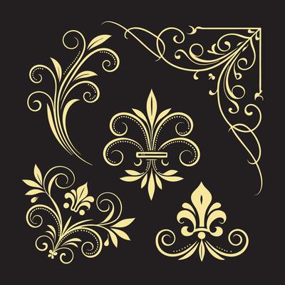 Decorative Elegant Floral Ornament Set