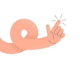 Textured human hand points with index finger. Flat illustration vector