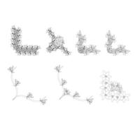 Set of lily corners in doodle style. Elements for your design. illustration isolated on white background. vector