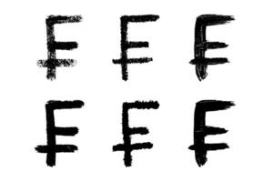 Hand drawn swiss franc set Brush stroke doodle Single element for design vector