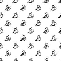 Seamless pattern with happy bees doodle for decorative print, wrapping paper, greeting cards, wallpaper and fabric vector