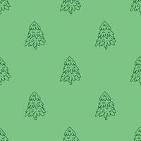 Seamless pattern with geometric minimal scandinavian Christmas tree doodle for decorative print, wrapping paper, greeting cards and fabric vector