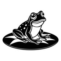 Frog on Lily Pad Silhouette on White Background vector