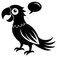 Parrot Silhouetted on White Background vector